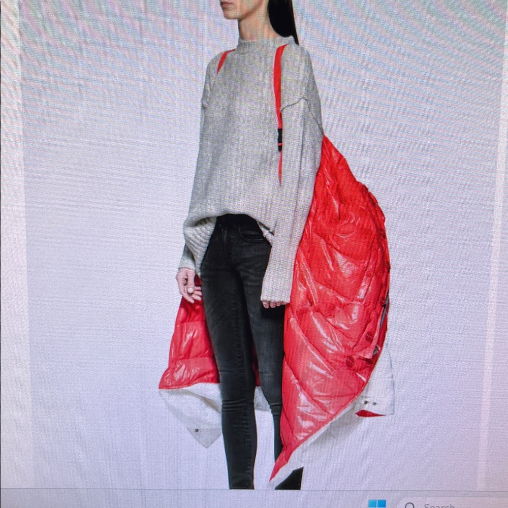 R13 Reversible Red and White long Puffer Anorak Jacket. - Picture 7 of 15